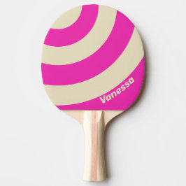 Retro Roze Drie Cirkel Streep met Naam Tafeltennisbatje