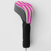 Retro Roze Drie Pin Strepen met Naam Golfheadcover (Schuin)