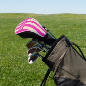 Retro Roze Drie Pin Strepen met Naam Golfheadcover (Insitu)