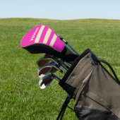 Retro Roze Drie Strepen met Naam Golfheadcover (Insitu)
