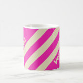 Retro Roze Drie Strepen met Naam Koffiemok (Center)