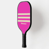 Retro Roze Drie Strepen met Naam Pickleball Paddle (Links)
