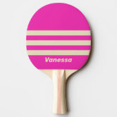 Retro Roze Drie Strepen met Naam Tafeltennisbatje (Achterkant)