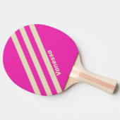 Retro roze drie strepen met naam tafeltennisbatje (Zijkant)