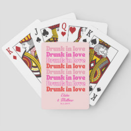 Retro Roze Dronken van Liefde Bruiloft Pokerkaarten