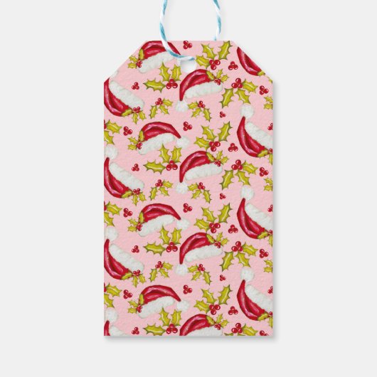 Retro Roze Eenvoudige Foto Vrede en Plezier Kerstm Cadeaulabel (Achterkant)