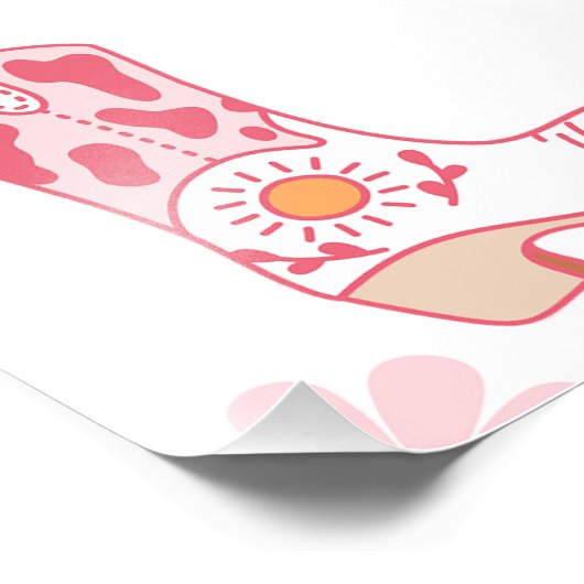 Retro Roze Eerste Rodeo 1e Verjaardag Welkomstbord Foto Afdruk (Hoek)