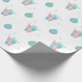 Retro Roze en Aqua cadeaudoos Verpakkingspapier Cadeaupapier (Hoek)