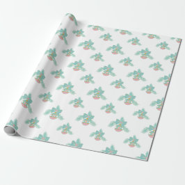 Retro roze en aqua kerstversiering Inpakpapier