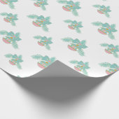 Retro roze en aqua kerstversiering Inpakpapier (Hoek)