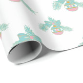 Retro roze en aqua kerstversiering Inpakpapier (Rol Hoek)