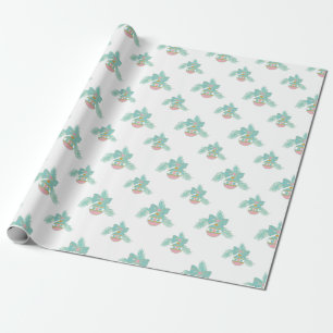 Retro Roze en Aqua ornamenten Verpakkingspapier Cadeaupapier