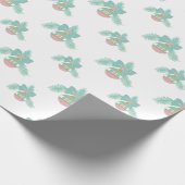 Retro Roze en Aqua ornamenten Verpakkingspapier Cadeaupapier (Hoek)