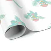Retro Roze en Aqua ornamenten Verpakkingspapier Cadeaupapier (Rol Hoek)