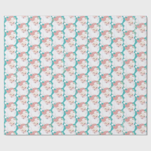 Retro Roze en Aqua  Sinterklaas Kerstmis Cadeaupapier (Vlak)