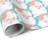 Retro Roze en Aqua  Sinterklaas Kerstmis Cadeaupapier (Rol Hoek)