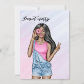 Retro Roze en Blauw Donut Meisje Bachelorette Part Kaart (Voorkant)