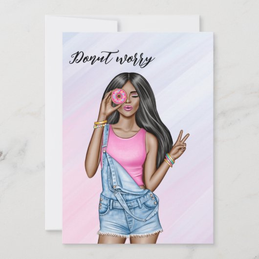 Retro Roze en Blauw Donut Meisje Bachelorette Part Kaart (Voorkant)