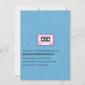 Retro Roze en Blauw Donut Meisje Verjaardagsfeest Kaart (Achterkant)