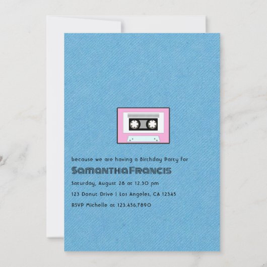 Retro Roze en Blauw Donut Meisje Verjaardagsfeest Kaart (Achterkant)