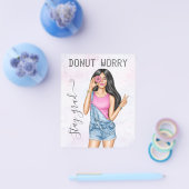 Retro Roze en Blauwe Donut Meisje Afstuderen Flyer (Enkel)