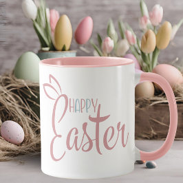 Retro roze en blauwe pastel gelukkig Pasen Mok
