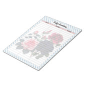 Retro Roze en Blauwe Rozen Koelkast Inventarisatie Notitieblok (Schuin)