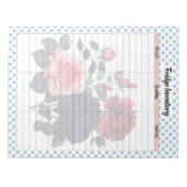 Retro Roze en Blauwe Rozen Koelkast Inventarisatie Notitieblok (Voorkant)