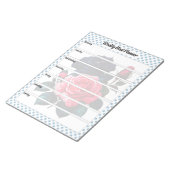 Retro Roze en Blauwe Rozen Wekelijkse Maaltijdplan Notitieblok (Schuin)