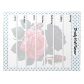 Retro Roze en Blauwe Rozen Wekelijkse Maaltijdplan Notitieblok (Voorkant)