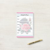 Retro Roze en Blauwe Rozen Wekelijkse Maaltijdplan Post-it® Notes (Op bureau)