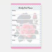 Retro Roze en Blauwe Rozen Wekelijkse Maaltijdplan Post-it® Notes (Voorkant)