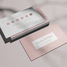 Retro Roze En Bruine Hart Strepen Bakkerij Loyalty Visitekaartje
