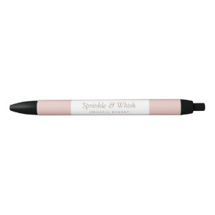 Retro Roze En Bruine Hart Strepen Bakkerij Zwarte Inkt Pen