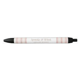 Retro Roze En Bruine Hart Strepen Bakkerij Zwarte Inkt Pen