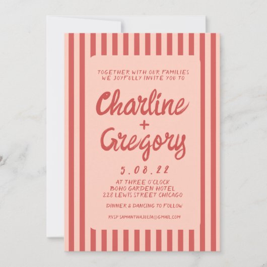 Retro Roze en de uitnodiging van het Roodzakje van (Voorkant)