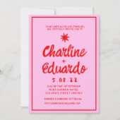 Retro Roze en de uitnodiging van het Roodzakje van (Voorkant)