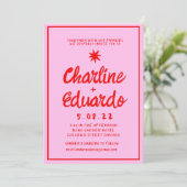 Retro Roze en de uitnodiging van het Roodzakje van (Staand voorkant)