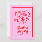 Retro Roze en de uitnodiging van het Roodzakje van (Achterkant)