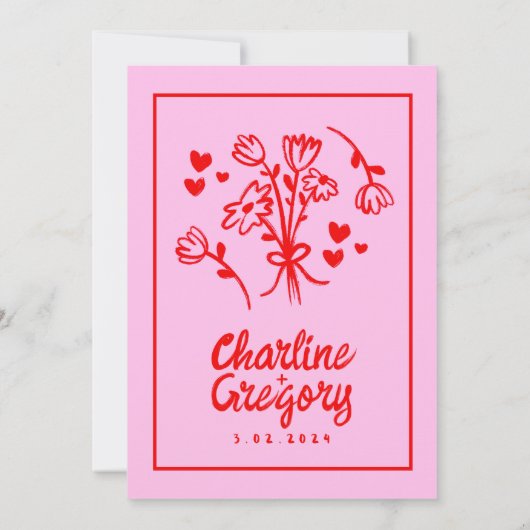 Retro Roze en de uitnodiging van het Roodzakje van (Achterkant)