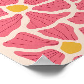 Retro roze en geel bloemenpatroon poster (Hoek)