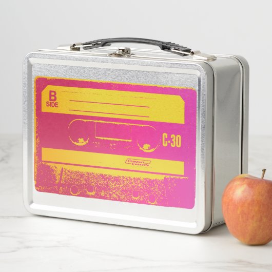 Retro Roze en Geel Cassettebandje (In situ)