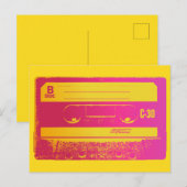 Retro Roze en Geel Cassettebandje Briefkaart (Voorkant / Achterkant)