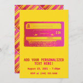 Retro Roze en Geel Cassettebandje Kaart (Voorkant / Achterkant)