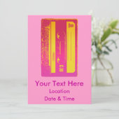 Retro Roze en Geel Cassettebandje Kaart (Staand voorkant)