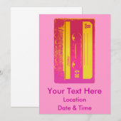 Retro Roze en Geel Cassettebandje Kaart (Voorkant / Achterkant)