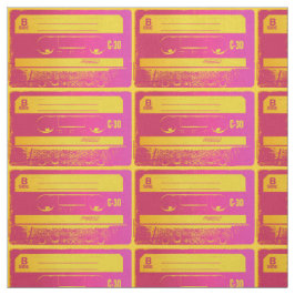 Retro Roze en Geel Cassettebandje Stof