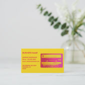 Retro Roze en Geel Cassettebandje Visitekaartje (Staand voorkant)