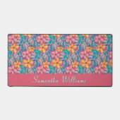 Retro roze en gele bloemen bureaumat (Voorkant)