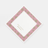 Retro Roze en Gouden Bloemen Vrolijk Kerstfeest Servet (Hoek)